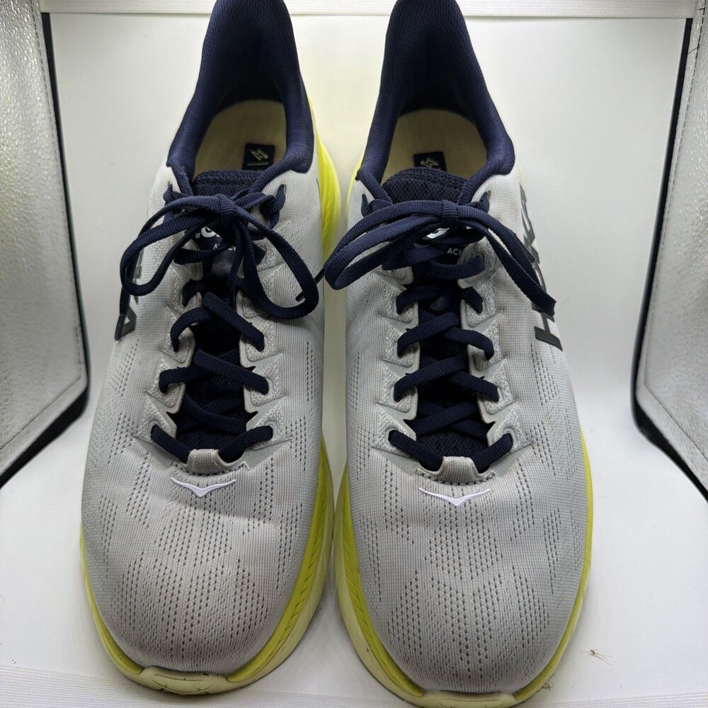 HOKA Mach 4 Men’s Running Shoes Gray Navy Yellow US 11.5D 1113528